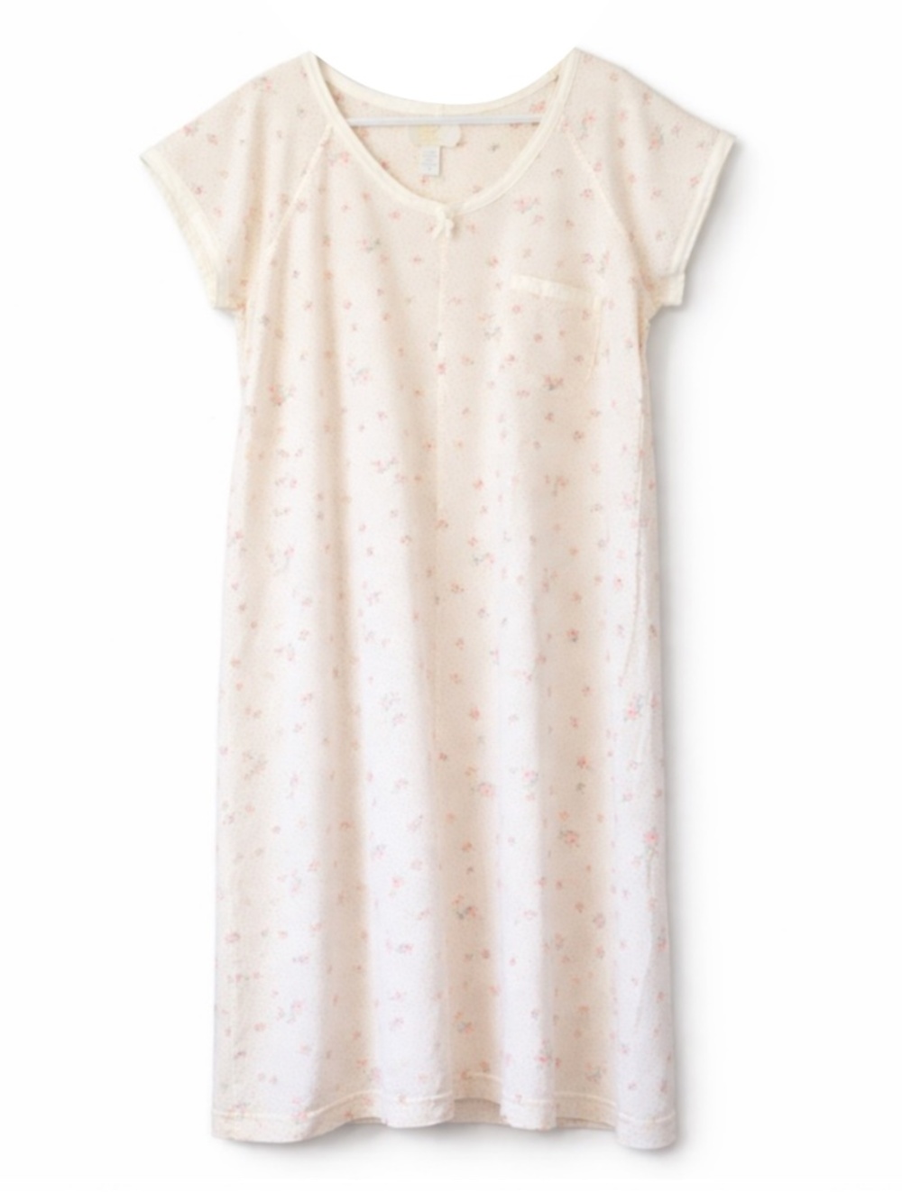 4/$20➡️ Bali Studio Cream & Pink Ditsy Floral Short Sleeve Nighty – Medium GUC